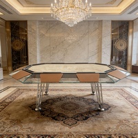 Table de poker de luxe haut de gamme avec plateau en verre, durable et écologique, personnalisable pour le divertissement à domicile ou en casino