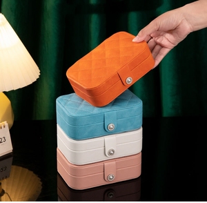 Étui à bijoux de luxe à motif losange, étui à bijoux tendance, étui de rangement pour bijoux de voyage, mini étui de rangement pour bijoux - Product Image 3