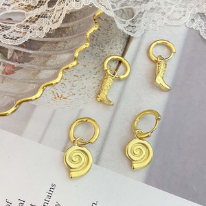 Hypoallergenic Western Cowboy Boot Dorp Earrings Bulk 18K Gold Plated Huggie Hoop Earrings - Product Image 6