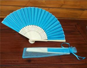 Ivory White Handheld Wedding Favor Folded Bamboo Fabric Hand Fan with Organza <b>Bag</b> Party Guests' Craft <b>Gift</b> - Product Image 3
