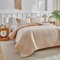 Parure de lit en microfibre brossée, motif géométrique patchwork, 3 pièces, pour toutes les saisons, 229*264cm, avec drap et taies d'oreiller