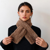 Erwachsenen-Nerzfell-Strickschal Mittellang Gerade 90cm Schal für Damen Winter Verdickt Warm Kreuzförmiger Nackenwärmer Vielseitig Kombinierbar Hochwertig