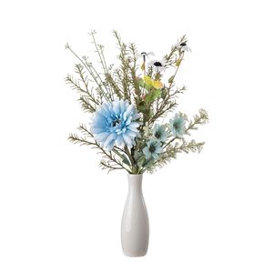 Bouquet de fleurs artificielles Frosty Moon Fulang, marguerites bleues et blanches en tissu tissé plastique, décoration de mariage et de maison CF01257 - Product Image 5