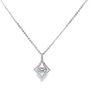 10K 14K 18K Gold Full Pave Rhombic Diamond Pendant <b>Necklace</b> for Women Wedding Daily Wear Jewelry Gift - Product Image 1