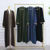 Nisa 2025 Eid Ramadan vêtements islamiques Cardigan Abaya Dubaï modeste broderie manches conception noir Abaya robe en gros