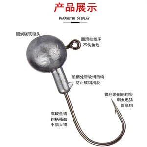 Lead Head Hook Jigging Lure Bass Fishing 50pcs Reinforced Anti Snag T Tail Soft <b>Worm</b> Crank Hook Ocean Rock Fishing - Product Image 2
