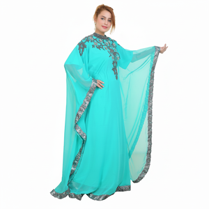 Kaftan islámico marroquí moderno para mujer Vestido de playa largo hasta el suelo con suministro ODM de manga larga transpirable - Product Image 1