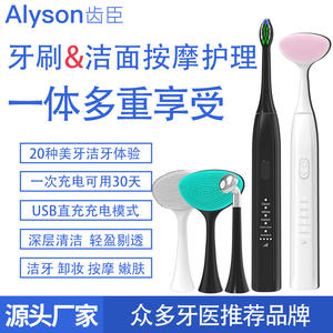 Alyson Sonic Brosse à dents électrique à poils souples, ensemble de nettoyage du visage, rechargeable, étanche IPX7, chargement micro USB - Product Image 3