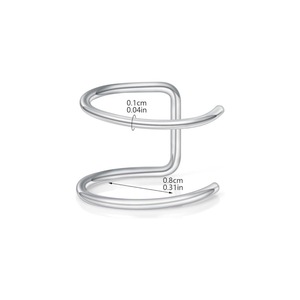 Clips d'oreille double C en acier inoxydable, forme U, non-percés, pour cartilage d'oreille, nez, lèvre, unisexe, usage quotidien, design géométrique - Product Image 2