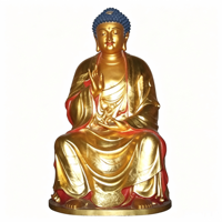 Sculpture de Bouddha en laiton finition or, assis sur un piédestal de lotus, pour hall de temple, jardin, taille et couleur personnalisées, décoration religieuse, objet de présentation