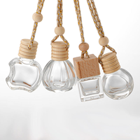 Diffuseur de parfum pour voiture en verre carré vide avec bouchon en bois, capacité de 10 ml