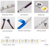Bandes LED RGBWW WS2812 RGBCW SMD 5050 RGB avec IC Smart Strip Light Addressable Pixel Flexible RGBCCT Led Light Strip