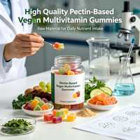 Complément Alimentaire en Gommes Multivitaminées Végétaliennes à Base de Pectine Naturelle pour Adultes, Marque Blanche, Haute Concentration, Personnalisable en Gros