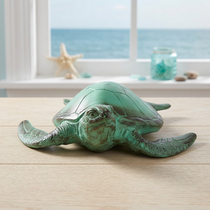 40.6D X 43.2W X 13.3H cm Sea Turtle Sculpture Figurine Aluminium Handmade Modern Antique Weathered Finish Housewarming Birthday - Product Image 3
