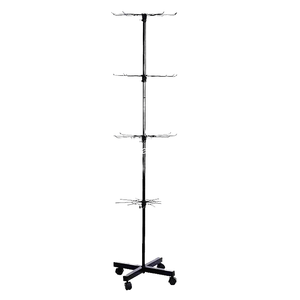 CentRoyal 1600*400mm Four-Layer Movable Floor <strong>Display</strong> Rack Light Duty Metallic <strong>Rotating</strong> <strong>Display</strong> Shelf <strong>Hooks</strong> Supermarket Shelves - Product Image 4