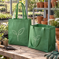 Sacs fourre-tout non tissés vert feuille imprimés en sérigraphie pour fleuristes, construction à soufflet ouvert, logo imprimé en sérigraphie, 80 g/m² OEM