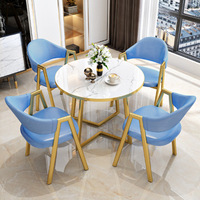 Ensemble de table à manger moderne de luxe en gros avec 4 chaises en cuir pour visiteurs, chaise d'hôtel, pieds en métal, plateau de table en bois, mobilier de maison
