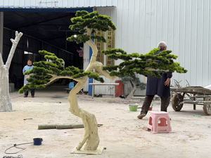 Sculpture de pin bionique haut de gamme, style chinois moderne, plante verte artificielle, pour aménagement paysager de cour et <span class=keywords><strong>escalier</strong></span> - Product Image 5