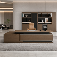 Bureau de direction moderne convertible et extensible OEM d'usine avec armoire latérale, finition bois grainé, bureau commercial de luxe