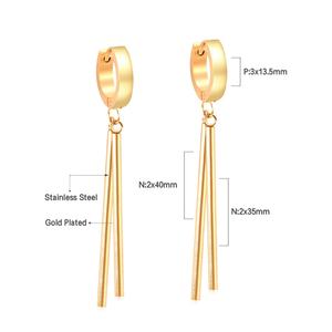 Pendientes de Aro Clásicos de Acero Inoxidable para Mujer, Diseño Geométrico, Chapados en Oro de 18K PVD, para Bodas - Product Image 3