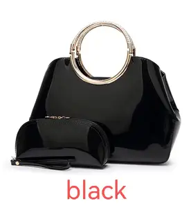 The new mother-in-law bag atmosphere two-piece tote wrist bag large-capacity ladies bag hand-held black patent leather