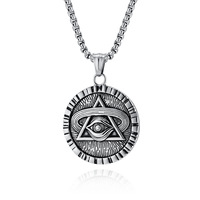 Perhiasan Fashion Berkualitas Tinggi Liontin Geometris Bulat Mesir Kuno Mata Horus Segitiga Bahan Baja Tahan Karat 316L untuk Kalung Pria