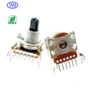 โพเทนชิโอมิเตอร์แบบหมุนสเตอริโอชนิดหุ้มฉนวนแนวนอนขนาด 16 มม. คุณภาพสูง รุ่น B104 พร้อมขา 6 ขา สำหรับควบคุมระดับเสียงวิทยุ - Product Image 2