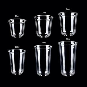 Hard Cups <b>Bubble</b> Milk Tea Cup Smoothie Pp Custom Logo U Shape Plastic Frosted Clear Disposable for <b>Wedding</b> 14oz 16oz 24oz 90 Mm - Product Image 1