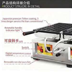 Máquina para Hacer <span class=keywords><strong>Huevos</strong></span> y Waffles Eléctrica SUYUAN, Acero Inoxidable, Control de Botones, Alta Productividad, Capacidad de 100 Piezas/h, 220V/110V - Product Image 3