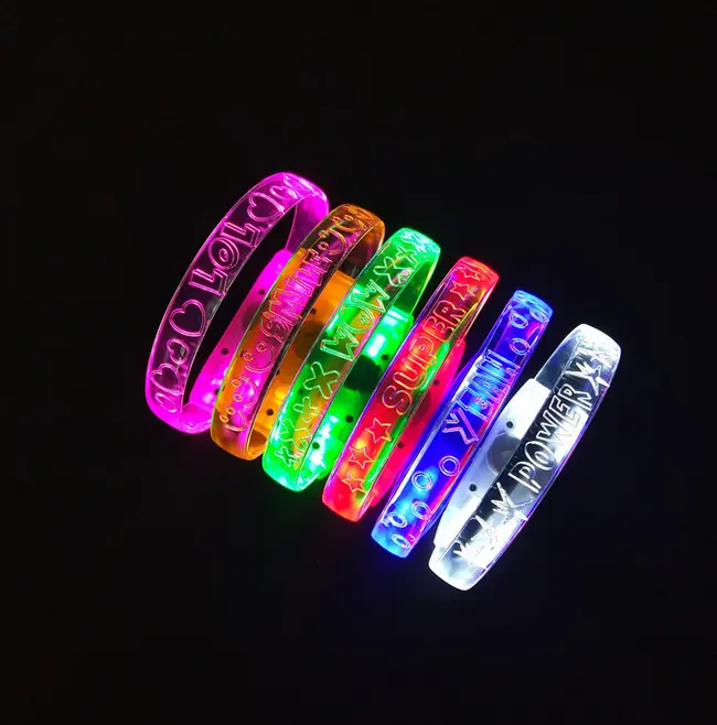 Custom Color Change LED Bracelet Sound Activated Glow Sticks Wristband Adjustable For Party Supplies