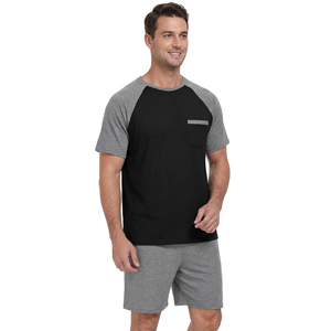 Ensemble décontracté 2 pièces unisexe : T-shirt à manches courtes en coton tricoté respirant (95 %) à col rond et short brodé – Printemps/Été - Product Image 2