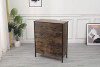 Commode haute traditionnelle rustique marron à 4 tiroirs, en bois, avec pieds en métal noir, écologique, durable, grande capacité
