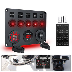 Panel de interruptores redondos de 5 posiciones con voltímetro USB y cargador de coche para uso en vehículos de 12-24 V - Product Image 4
