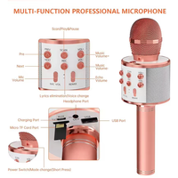 Microphone portable 3-en-1 pour tous les smartphones, cadeaux, karaoké sans fil, microphone sans fil portable Bluetooth