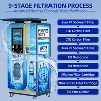 Distributeur d'eau froide entièrement automatique par osmose inverse, paiement par pièces et billets, solaire, antivol, 24h/24, extérieur, pour système d'eau commercial