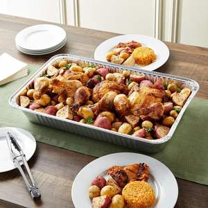 Plateau rectangulaire en <span class=keywords><strong>aluminium</strong></span> pour la restauration, <span class=keywords><strong>grand</strong></span> bac <span class=keywords><strong>jetable</strong></span> en <span class=keywords><strong>aluminium</strong></span>, compatible micro-ondes, emballage alimentaire de qualité pour la cuisson au <span class=keywords><strong>four</strong></span> - Product Image 4