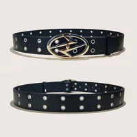 Nouvelle ceinture punk tendance Y2K en cuir PU ajouré pour hommes et femmes - Accessoire mode unisexe grande taille en cuivre, idéal pour offrir