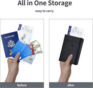 Passport Holder Passport Cover with Credit Card Slot and Boarding Pass Slot Combo Passport <b>Wallet</b> Leather Travel Accessories - Product Image 4