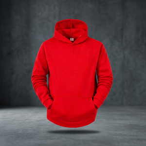 Sweat-shirt à capuche rouge pour homme, couleur unie, en molleton français, coupe décontractée, avec poche, pour l'automne - Product Image 4