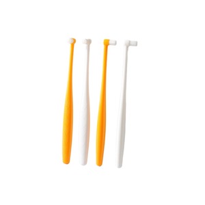 Pet Toothbrush Round Head Soft Bristle Orange White PP Material For Cats And Dogs Grooming Tool - Product Image 3