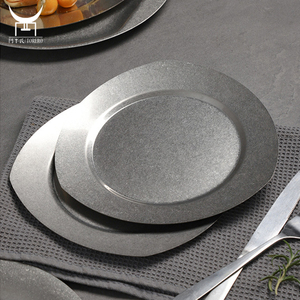 Vaisselle de pâtes steak <span class=keywords><strong>dessert</strong></span> coréen, assiette à gâteau et à <span class=keywords><strong>dessert</strong></span> style industriel et rétro occidental, plat en acier inoxydable, <span class=keywords><strong>service</strong></span> de vaisselle 1 pièce - Product Image 3