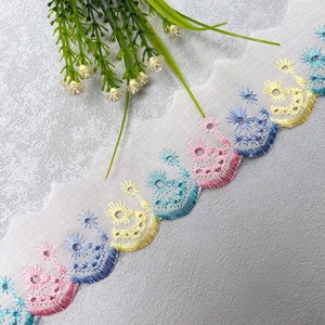 Ribete de encaje de algodón bordado al por mayor, <span class=keywords><strong>cinta</strong></span> festoneada <span class=keywords><strong>para</strong></span> ropa de bebé, vestidos, costura y manualidades DIY - Product Image 6