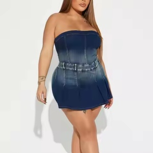 Vestidos de Mezclilla Personalizados de Alta Calidad para Mujer, Escote Sexy sin Tirantes, Estilo Vintage, Lavado Ácido, Vestido Corto Ajustado de Verano - Product Image 5