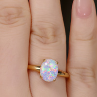 Grande bague de fiançailles ovale en opale de feu blanche pour femme, bagues œuf vintage couleur or, bijoux minimalistes, accessoires de mariage