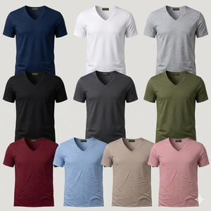 Camiseta de manga corta con cuello en V, colores lisos. Hecha con TK30 S/J  150-160 gsm (39) - Product Image 1