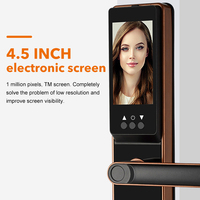 Gran oferta multiusos puerta delantera contraseña huella digital cerradura de puerta inteligente aplicación TUYA cerradura de puerta inteligente con pantalla de cámara