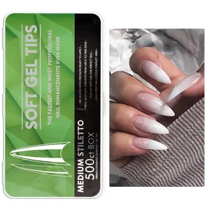 Soft Gel Nails Traceless No Trace Clear Short XL XXL 3XL Coffin Stiletto Square Almond Full Cover Nail Tips False Press On Nails