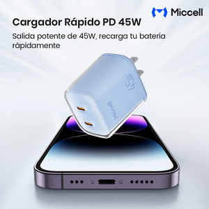 Cargador de PC de 45W Miccell Compatible con QC y PD, Diseño de Doble Cara Único y Protector de Pantalla, Ideal para Adaptador de Teléfono - Product Image 6