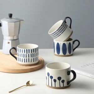 Hand-Painted Cartoon Porcelain <b>Ceramic</b> <b>Mug</b> Coarse Pottery Underglaze Color Creative Business Gift Coffee Safe Dishwasher Safe - Product Image 1