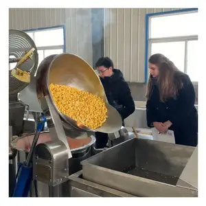 Fábrica de Fornecimento Caramelo Cogumelo Flavored Pop Corn Making Machine Industrial Controle Automático Pipoca Máquina